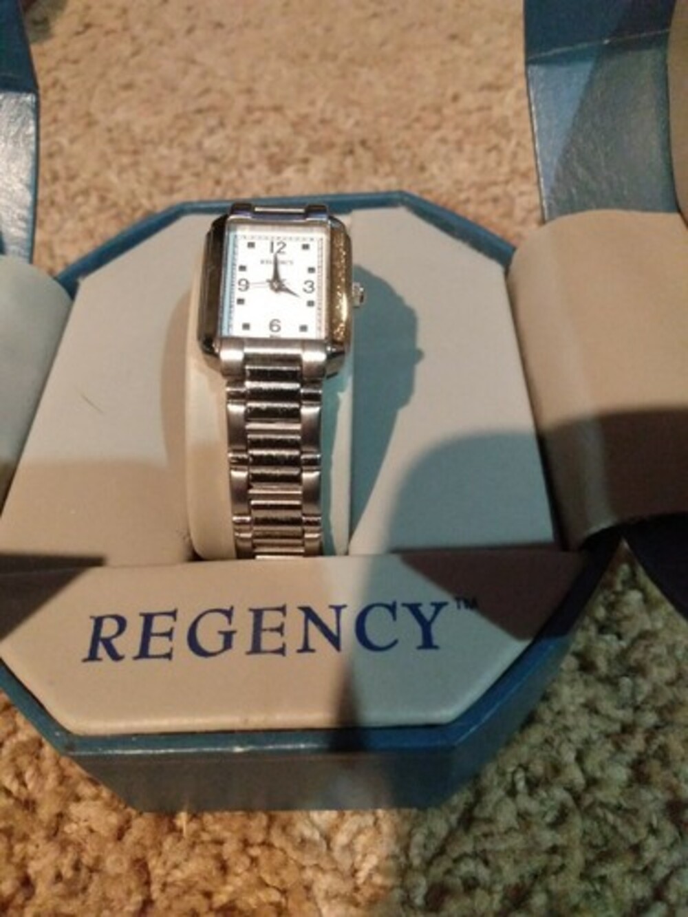 REGENCY Ladies Rectangular Dial silver Tone Link Bracelet Watch stainless steel